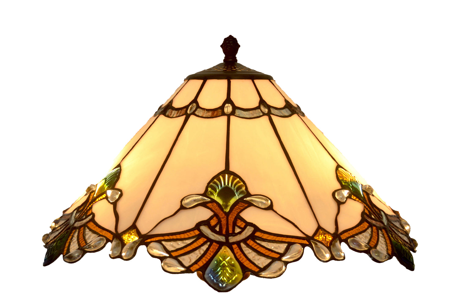 Limited Edition Large 17" White Jewel Carousel Style Tiffany Table Lamp