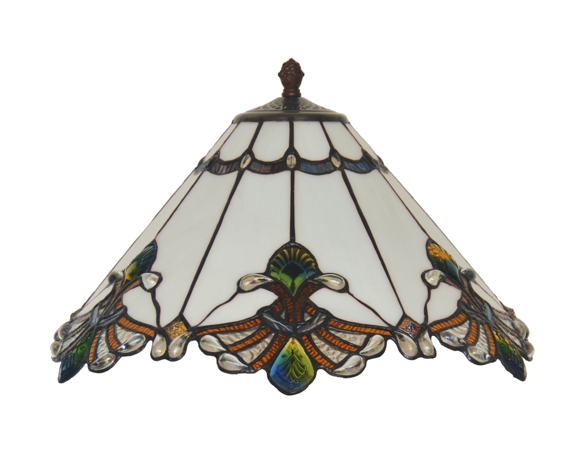 Limited Edition Large 17" White Jewel Carousel Style Tiffany Table Lamp