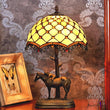 12"  Unique Beaded Tiffany Bedside Lamp with Antique Style Sculpture Base "the Horse Boy"