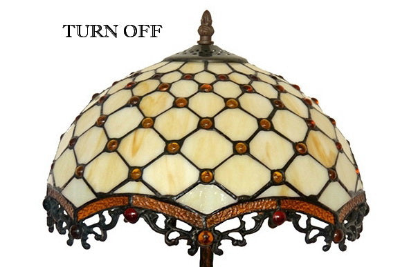 12"  Unique Beaded Tiffany Bedside Lamp with Antique Style Sculpture Base "the Horse Boy"