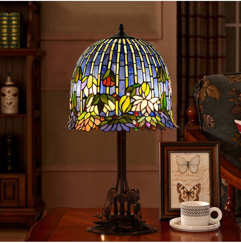 Limited Edition@Large Tiffany Reproduction Flowering Lotus Table Lamp