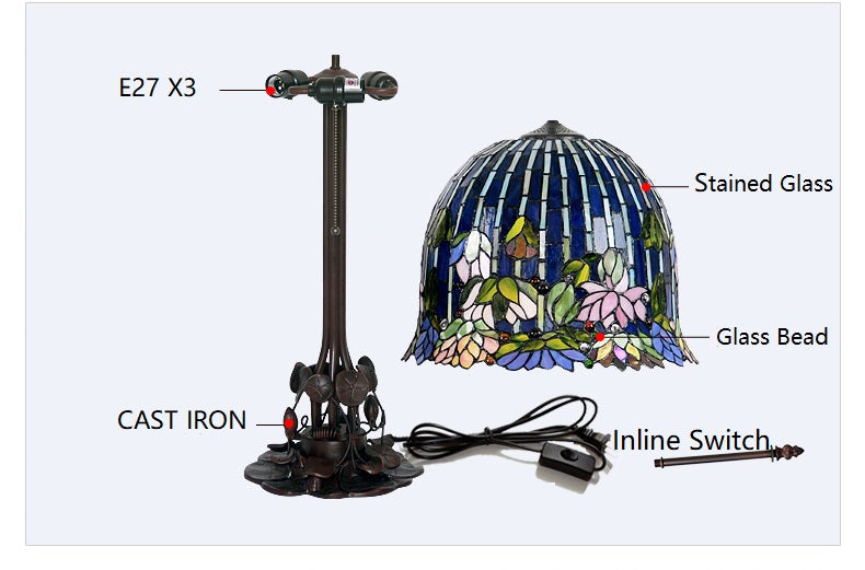 Limited Edition@Large Tiffany Reproduction Flowering Lotus Table Lamp