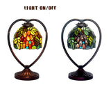 Grape Tiffany Style Stained Glass Table Lamp with Heart-shaped Metal Base