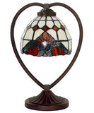 Baroque  Tiffany Style Stained Glass Table Lamp with Heart-shaped Metal Base