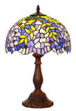 12" Blue Wisteria Style Tiffany Bedside Lamp