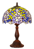 12" Blue Wisteria Style Tiffany Bedside Lamp