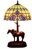 12" Mediterranean Style Tiffany Bedside Lamp with Antique Style Sculpture Base "the Horse Boy"