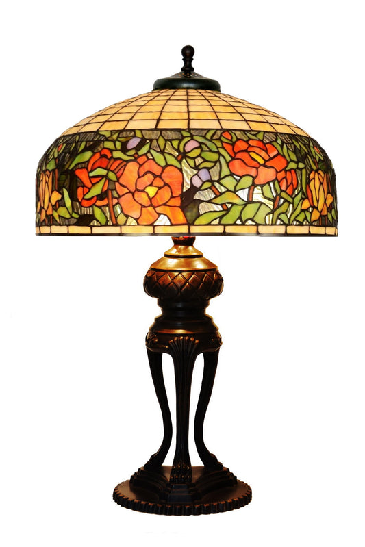 Huge 20 inches Wide Tiffany Reproduction Traditional Rose Table Lamp