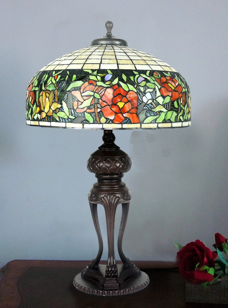 Huge 20 inches Wide Tiffany Reproduction Traditional Rose Table Lamp