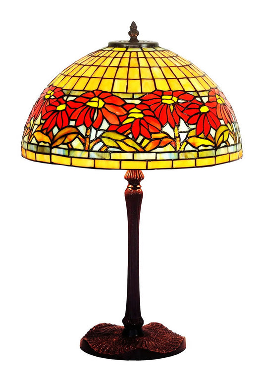 Legend Collection@Large 16" Garden Dahlia Flower Stained Glass Tiffany Table Lamp
