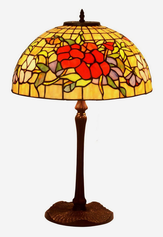 Legend Collection@Large 16" Lily Magnolia Stained Glass Tiffany Table Lamp