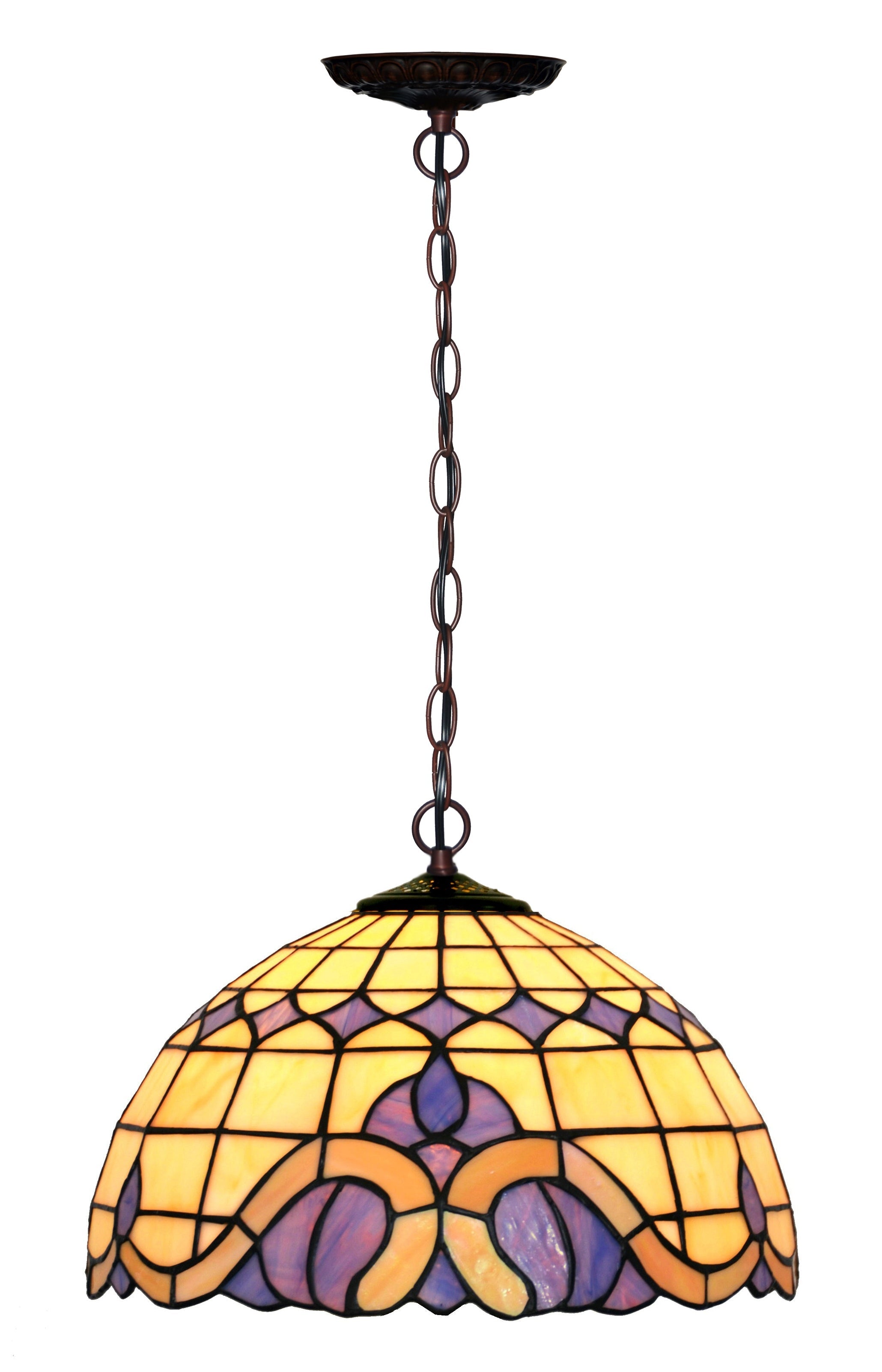 12" Baroque Style Stained Glass  Cafe Tiffany Hanging Light