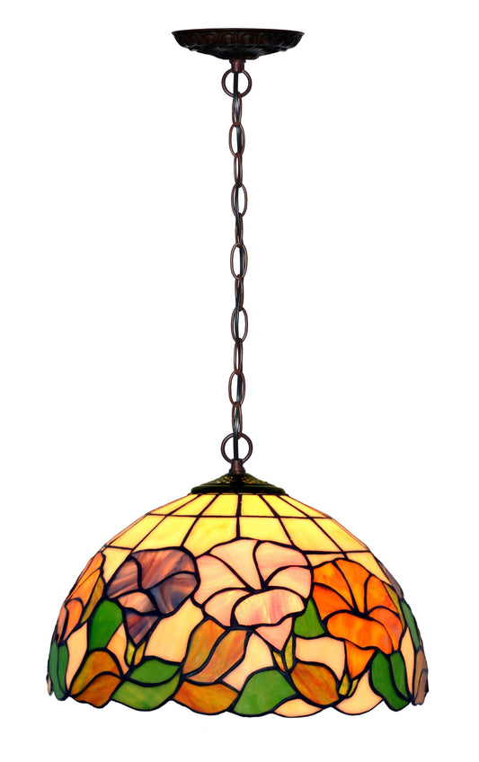 12" Flower Morning Glory Style Stained Glass  Cafe Tiffany Hanging Light