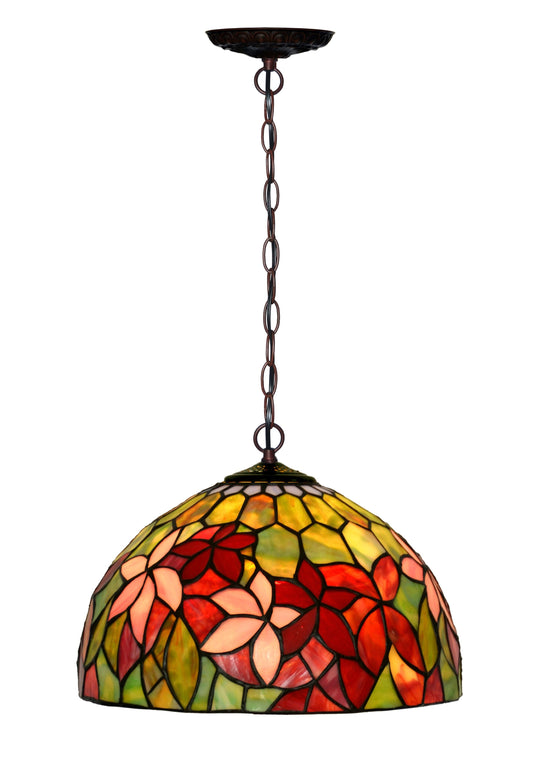 12" Flower Clematis Stained Glass  Cafe Tiffany Hanging Light