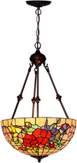 Large 16" Pansy Tiffany Inverted Pendant Lights