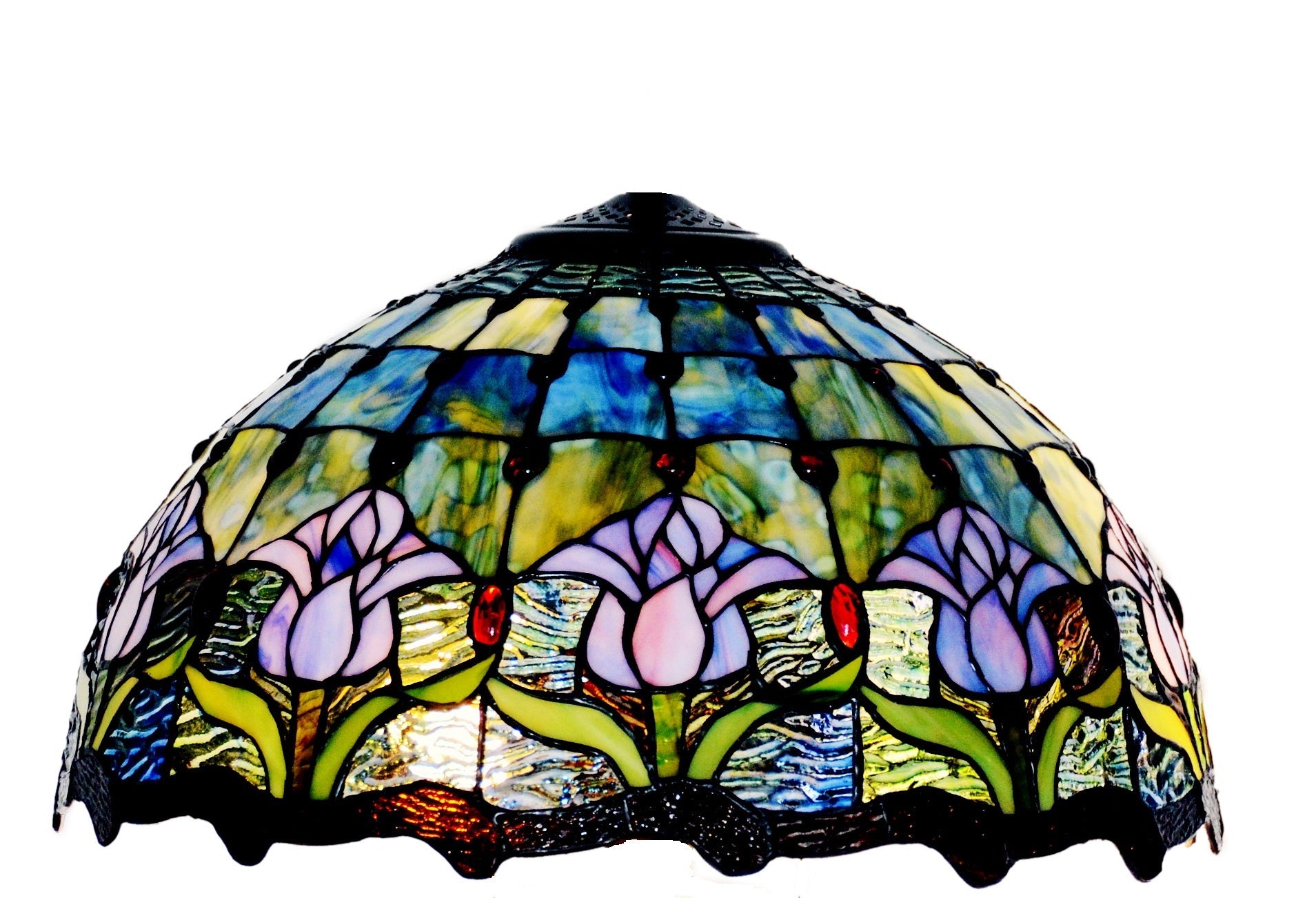 Large 16" Tulip Style Stained Glass Cafe Tiffany Hanging Light