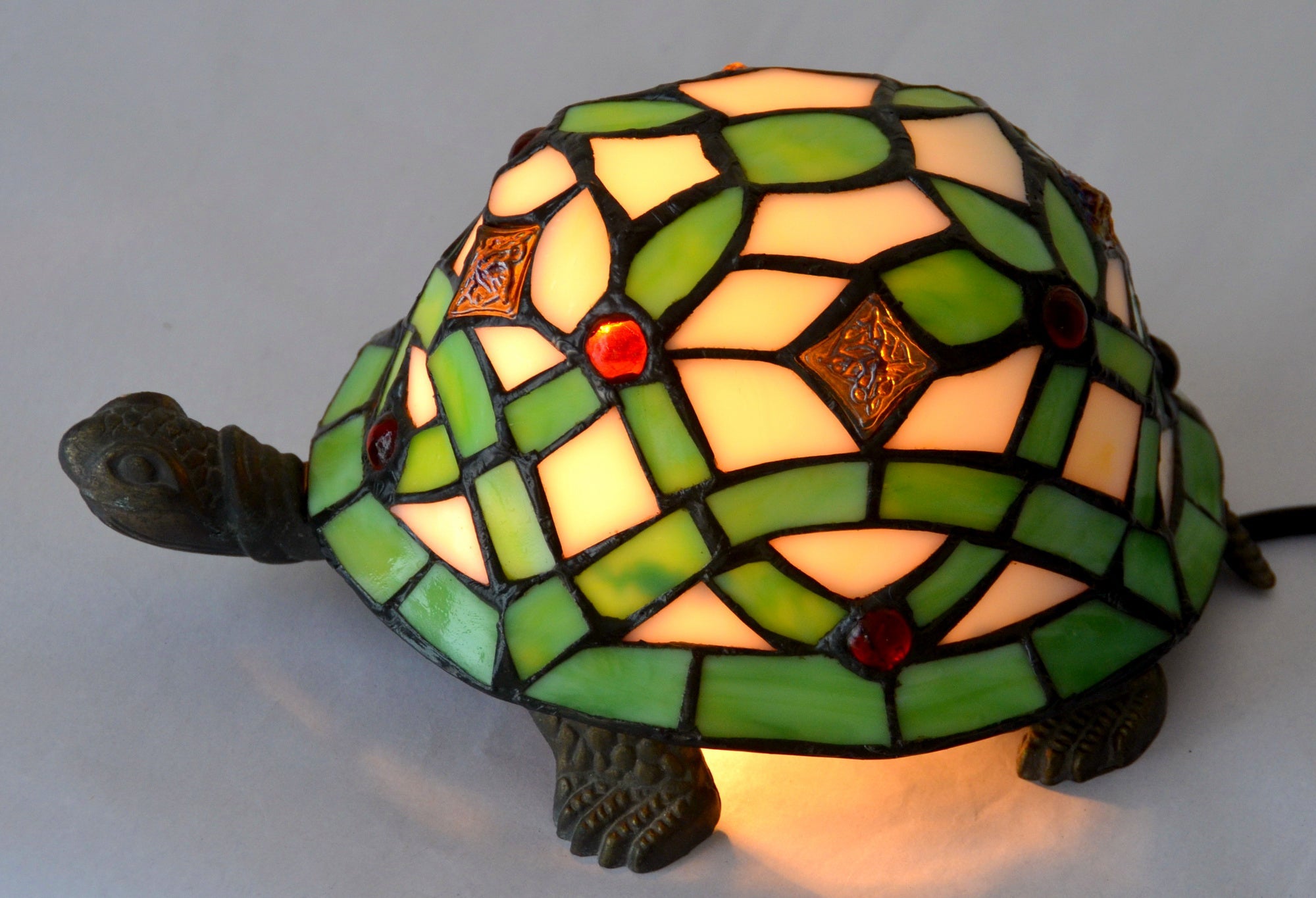 Green Turtle Tiffany Leadlight Art Deco Stained Glass Accent Lamp