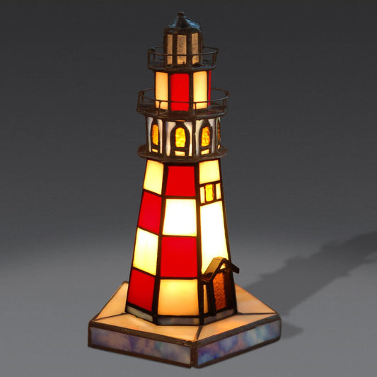 Lighthouse Tiffany Leadlight Art Deco Stained Glass Accent Lamp