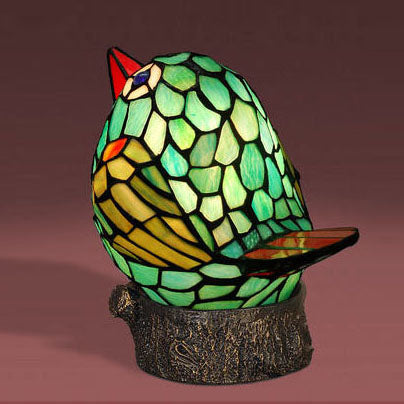 "Happy Bird" Tiffany Leadlight Art Deco Stained Glass Accent Lamp