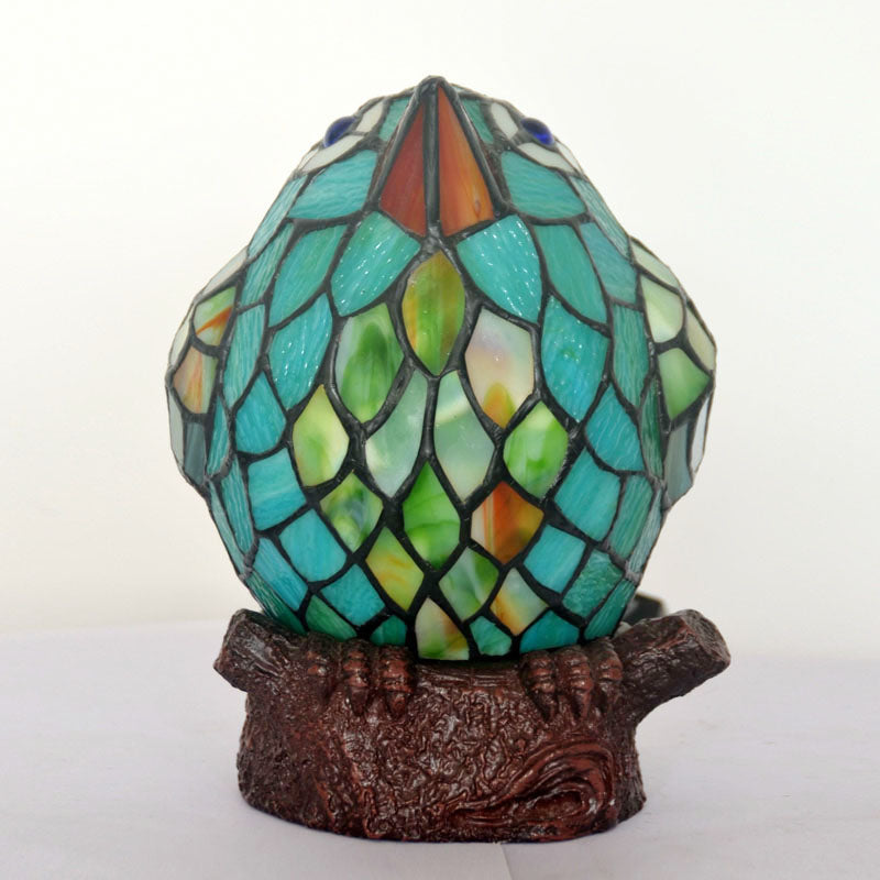 "Happy Bird" Tiffany Leadlight Art Deco Stained Glass Accent Lamp