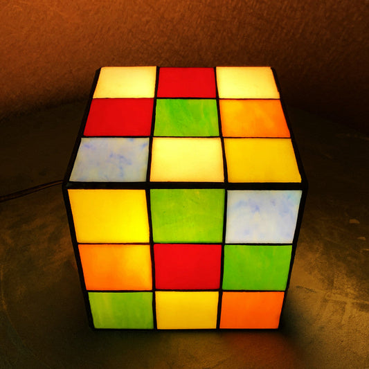 Magic Cube Tiffany Leadlight Art Deco Stained Glass Accent Lamp