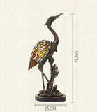 Vivid Bird Crane Tiffany Leadlight Art Deco Stained Glass Accent Lamp