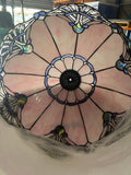 Huge 20" Lavender Pink Tiffany Style Stained Glass Floor Lamp