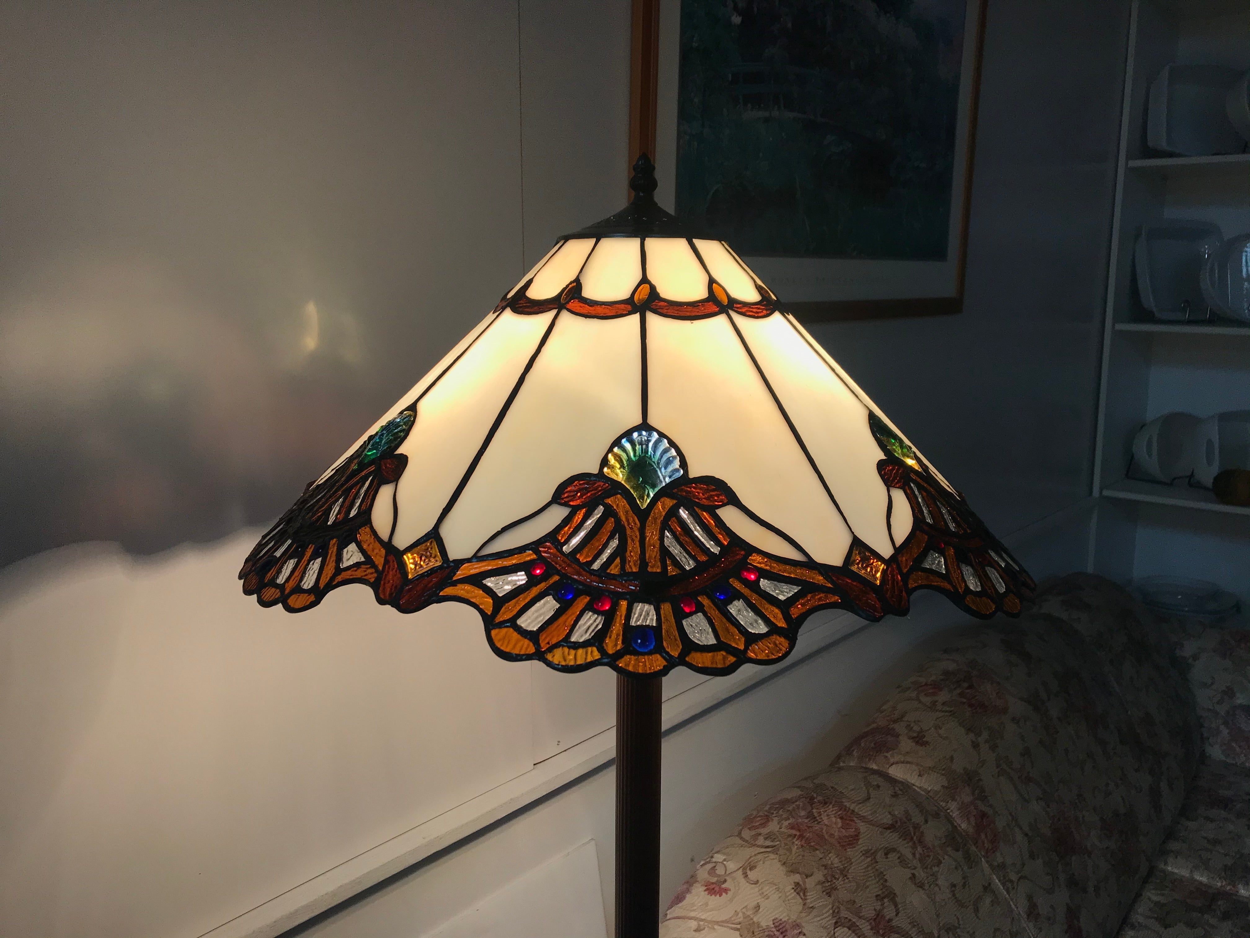Hugh 20" Jewel Carousel Stained Glass Tiffany Floor Lamp