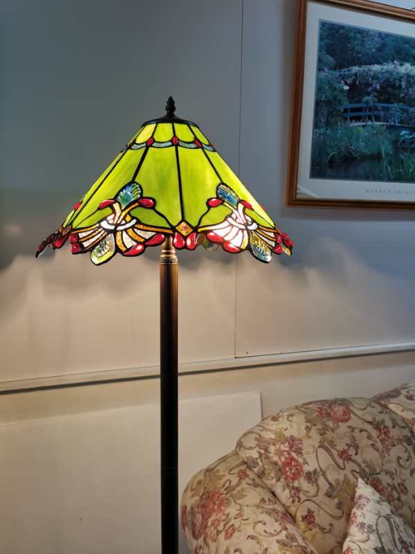 Large Jewel Carousel Green  Stained Glass Tiffany Floor Lamp